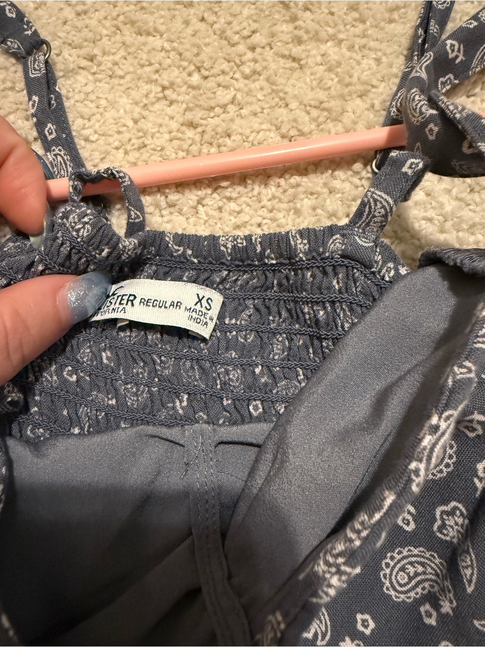Hollister Navy Paisley Tie-Waist Mini Sundress - Picture 4 of 5